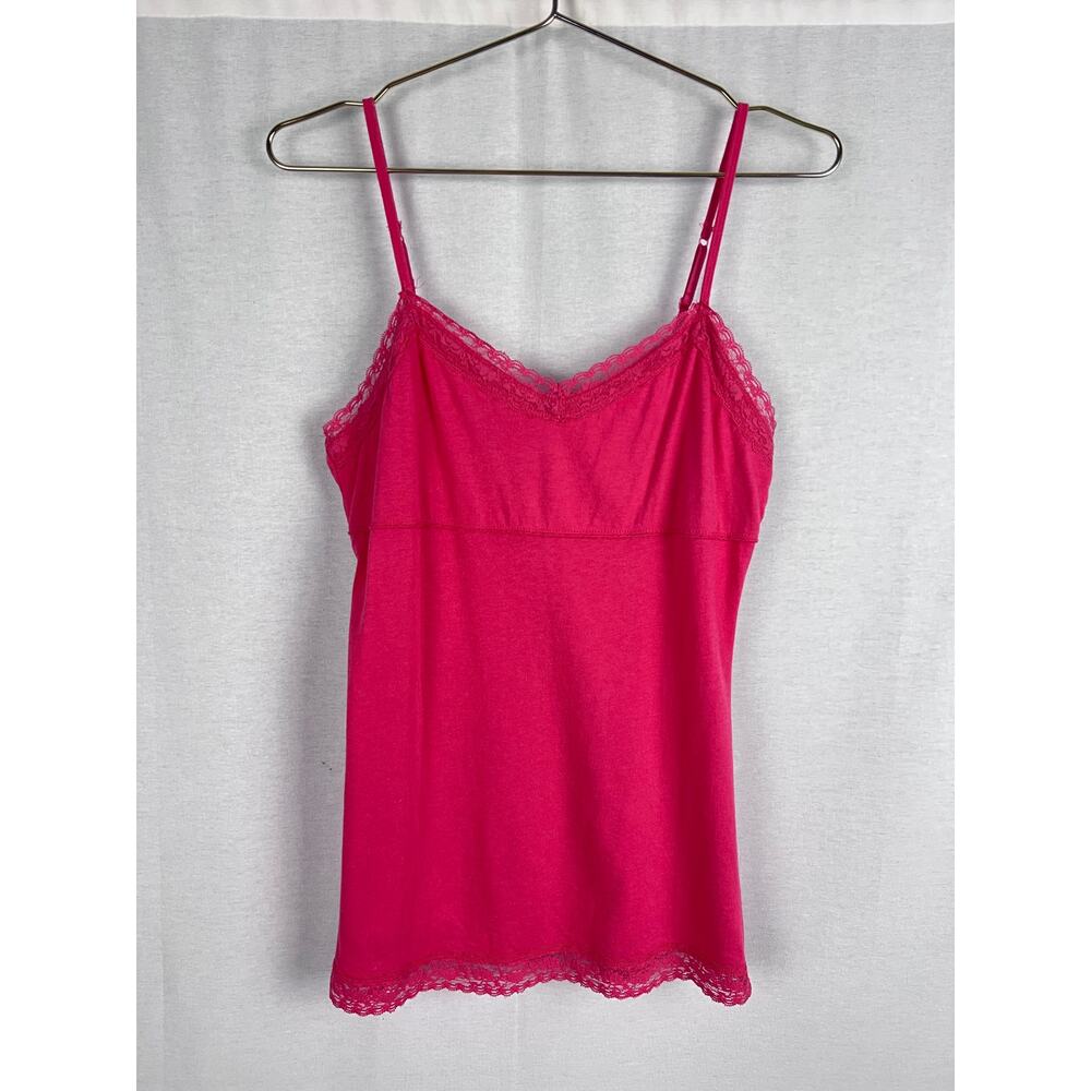 ⭐️ Vintage Y2K Mudd Top Babydoll Lace Trim Cami Tank Pink Fairy Boho Coquette